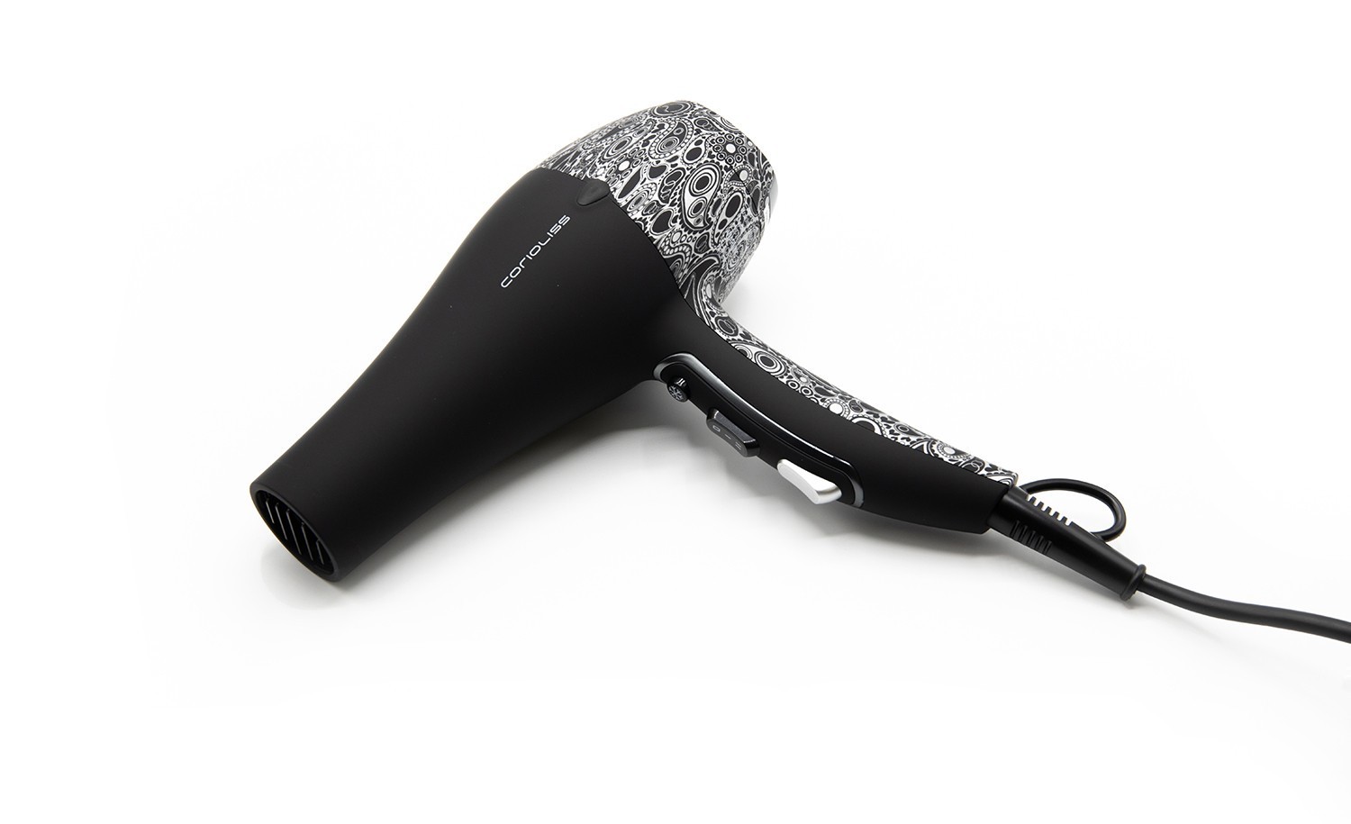 Corioliss Black Paisley Silver Soft Touch Hair Dryer