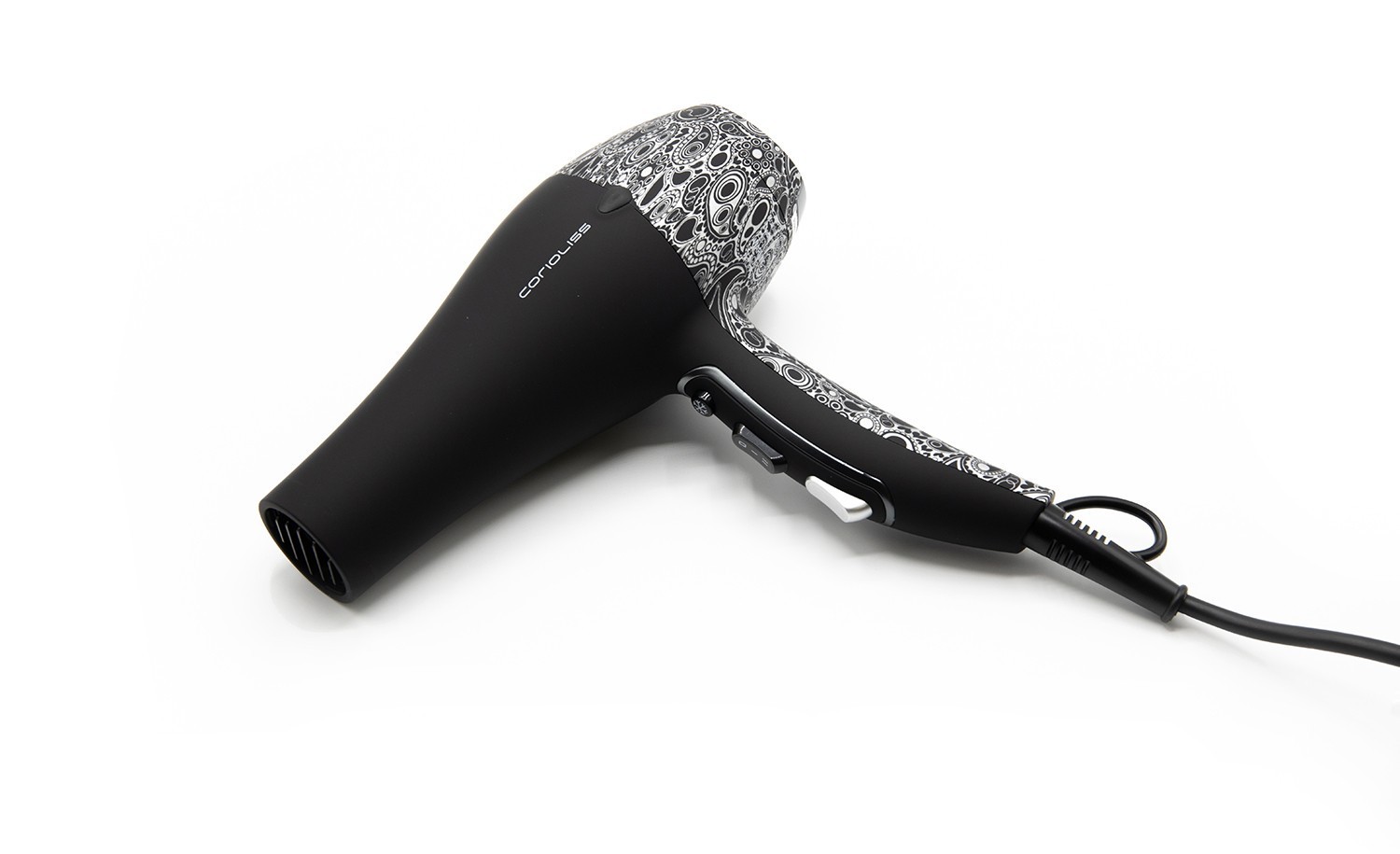 Corioliss Black Paisley Silver Soft Touch Hair Dryer Corioliss Black Paisley Silver Soft Touch Hair Dryer